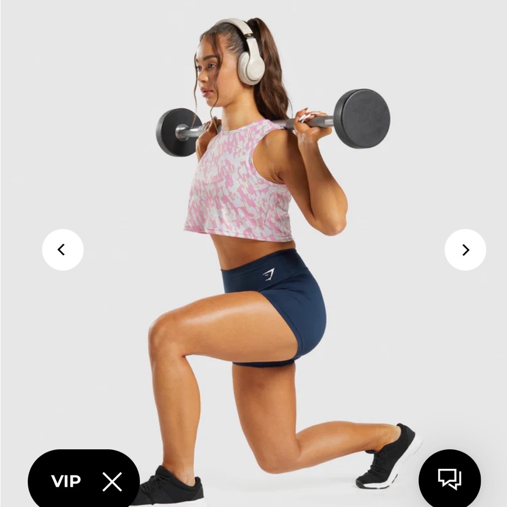 GYMSHARK TRAINING CROP TANK womens - pink print